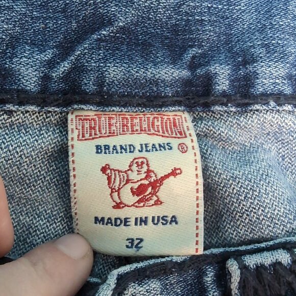 True Religion Distressed Flare Jeans Blue Denim Raw Hem – Women’s 32 - Picture 8 of 15